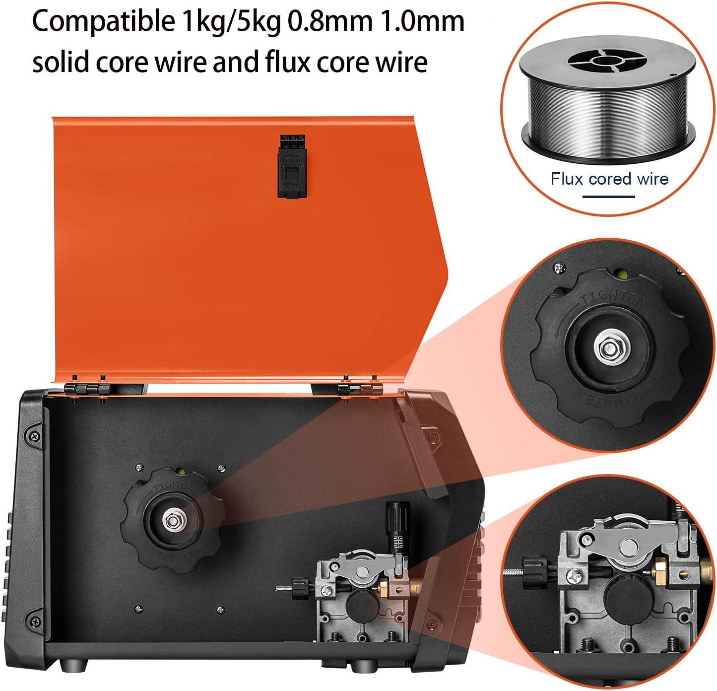 HITBOX MIG Welder 200Amp Inverter MIG ARC Lift TIG Gas Gasless 4 in 1 Multifunction MIG Welding Mahcine 220V Flux Cored Wire Solid Core Wire Welding Equipment - - 