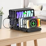 Alxum 60W 10 Port USB Charging Station Fast Charger for Phone Tablet Deep Black view 8