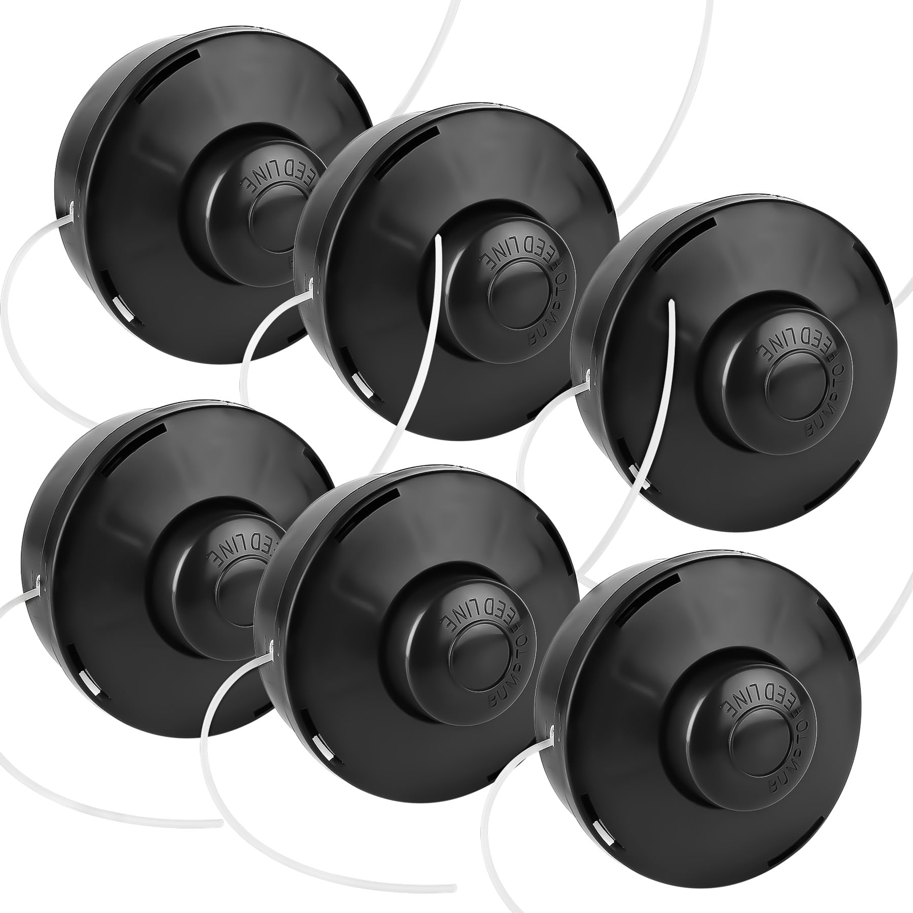 Forever Speed Strimmer Heads Universal 6 Pack Dual 2 Line Strimmer Replacement Head M10 x 1.25 LHF Bump Feed Spool Head With Automatic Tip