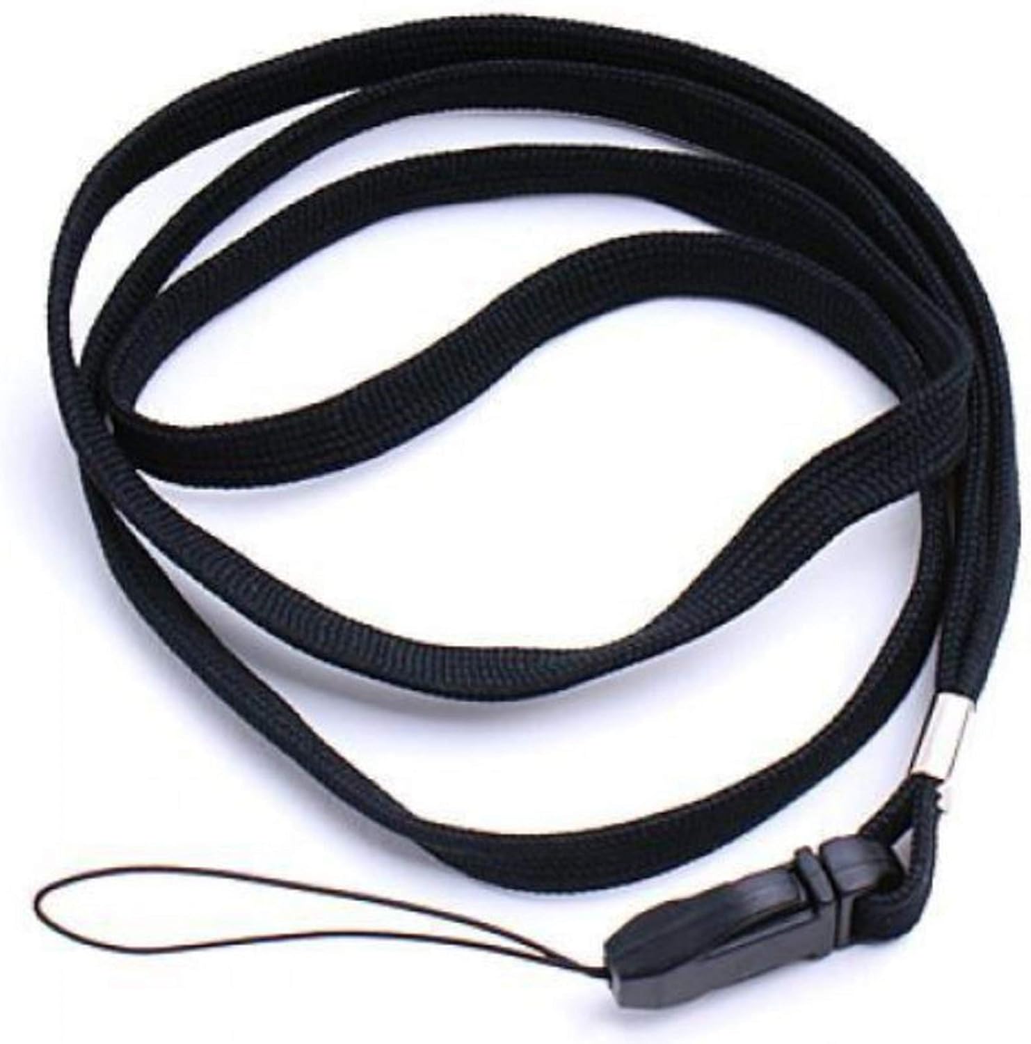 Black Lanyard 16 inch Length for ID Badge Holder Phone Camera Neck Strap Two Parts with Clasp by Noondl Stationary