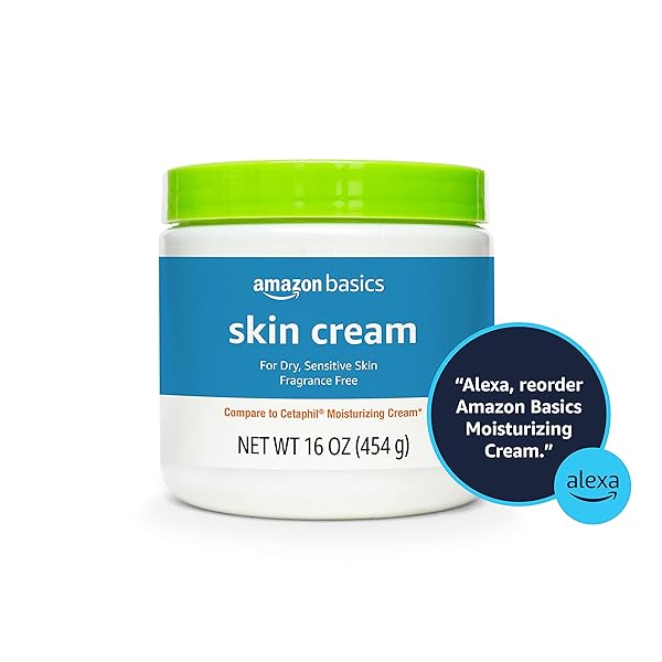 AMAZON BASICS ULTRA MOISTURIZING SKIN CREAM FOR DRY & SENSITIVE SKIN, DERMATOLOGIST TESTED, FRAGRANCE FREE, 16 OUNCE, 1 POUND (PACK OF 1) (PREVIOUSLY SOLIMO)