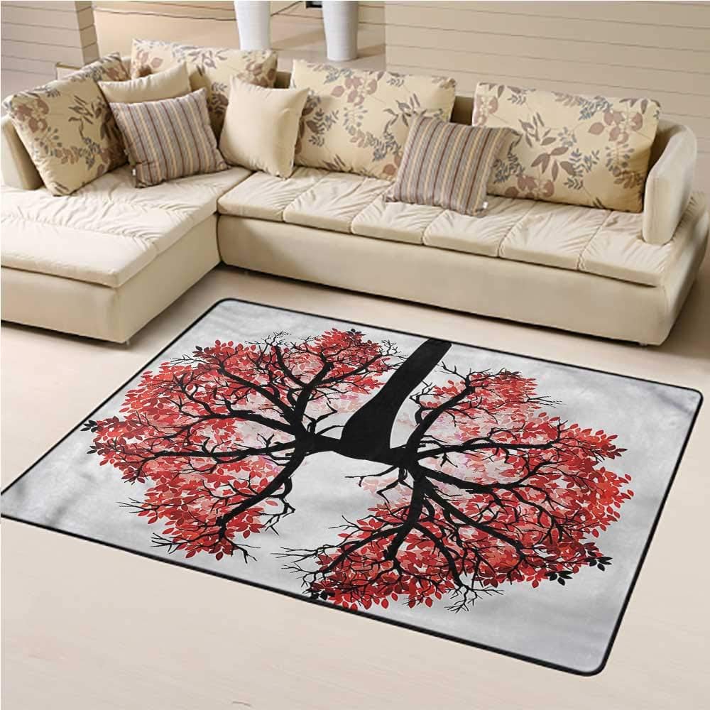 Outdoor Area Rug Modern Easy Clean Stain Fade Resistant Human Lung Floral Healthy 2' x 3' Rectangle
