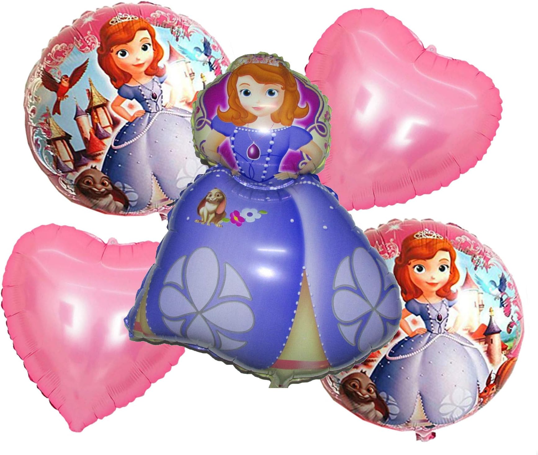 GrandShop 50337 Party Decoration Sofia The First Theme Foil Balloon Set of 5 pcs