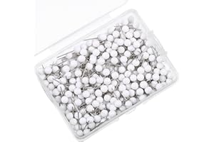 WILLBOND 500 Pack Map Push Pins Map Tacks Small Round Head Push Pins Thumb Tacks for Travel Picture Photo Bulletin Board Wall DIY Craft Home School Office(White,1/8 Inch)