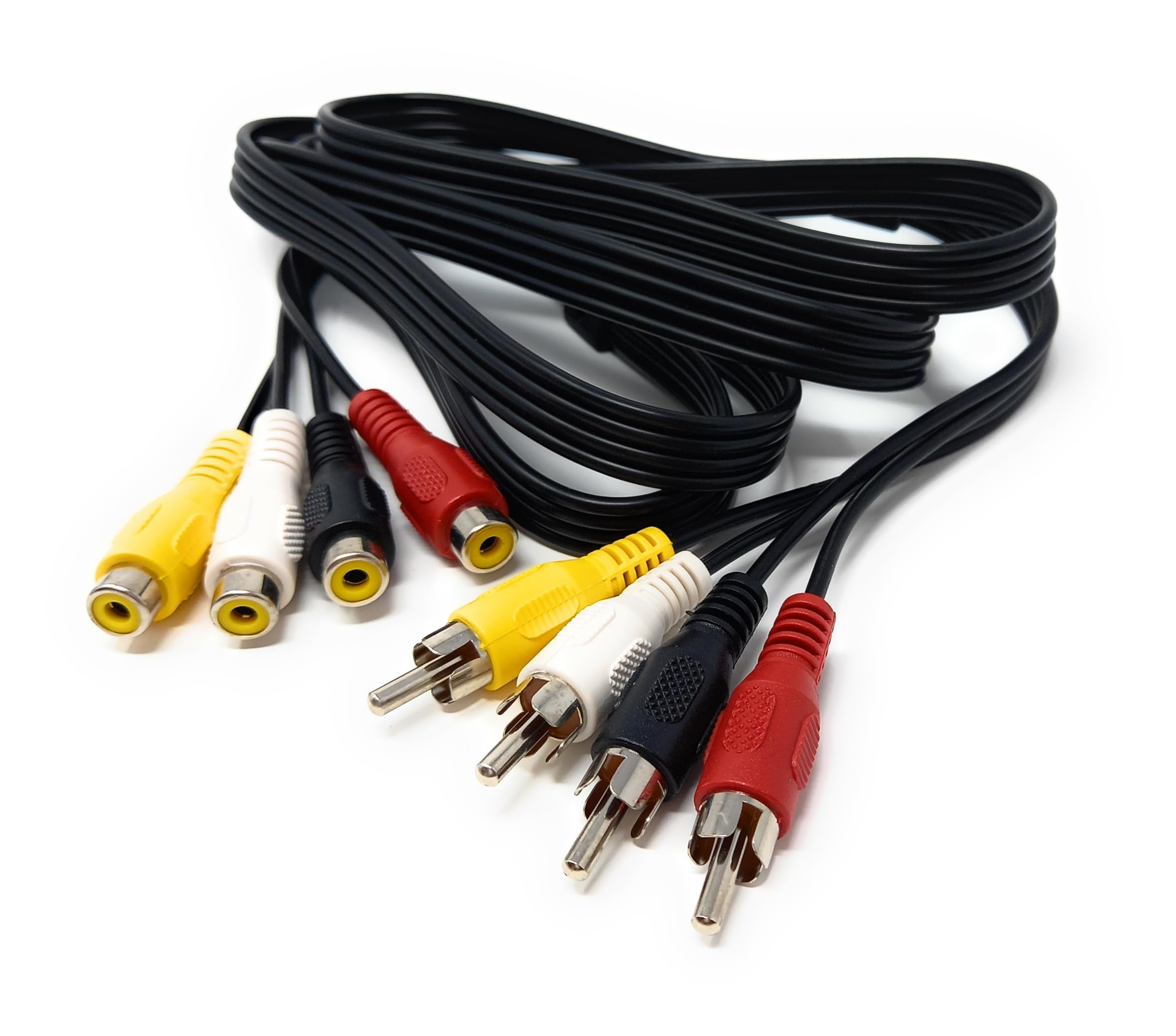 DRUT 1.5m 4 x RCA Phono Female to 4 x RCA Male Extension Audio Video Cable Lead Compatible with Surround Sound Systems