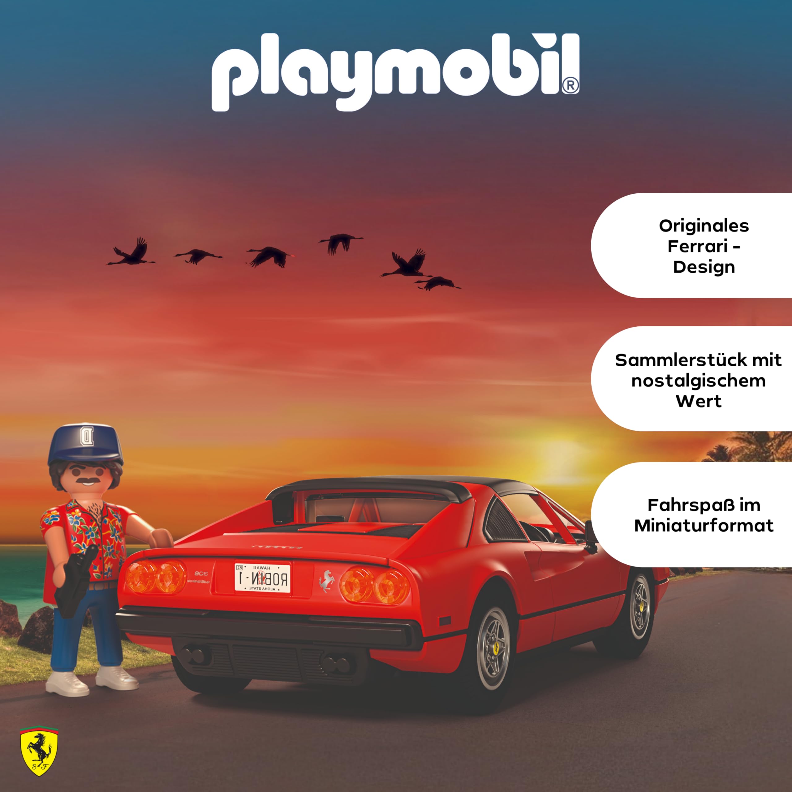 PLAYMOBIL Famous Cars 71343 Magnum, P.I. Ferrari 308 GTS Quattrovalvole, Supersportwagen, Sammlerstück für Autofans, Spielzeug für Sammler und Kinder ab 5 Jahren 4
