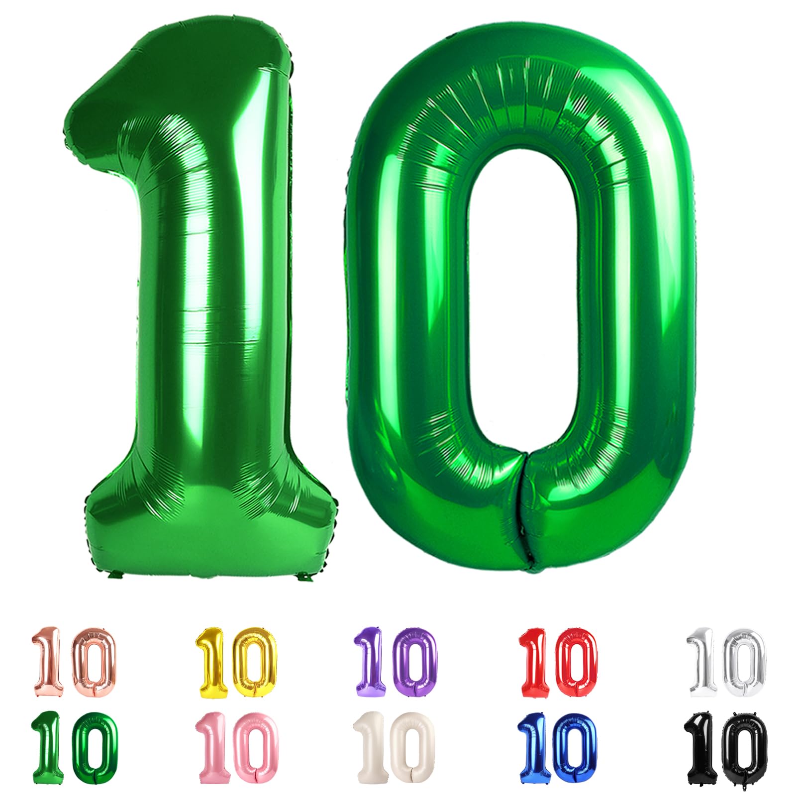 View 1 of 10 Balloons Number, 10th Birthday Decorations for Girl Boys, Dark Green Birthdays Balloons 40 In for Engagement, Wedding, Celebration Party, Graduations, Photo Shoot