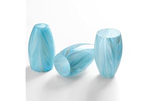 MIAOMEIO Fixture Replacement Globe Shade,Lampshade for E26 Base 1-5/8 Inch Fitter, Color Art Glass Oval Lampshade Cover for Pendant Kitchen Wall Sconce Chandelier Vanity Light (3, Blue and Gold)