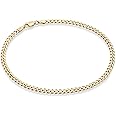 Miabella Solid 925 Sterling Silver Italian 3.5mm Diamond Cut Cuban Link Curb Chain Anklet for Women, Made in Italy