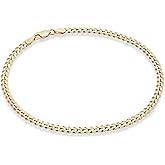Miabella Solid 925 Sterling Silver Italian 3.5mm Diamond Cut Cuban Link Curb Chain Anklet for Women, Made in Italy