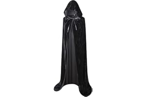 BIGXIAN Long Hooded Cloak Velvet Cape Witch Costume Halloween Costumes for Women Men