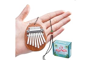 DHinkyoung Mini Kalimba 8 Keys, Portable Mbira Finger Thumb Piano Gifts for Child and Piano Beginner, Exquisite Marimba Musical Instrument Pendant Keychain Accessories for Knapsack Christmas Trees
