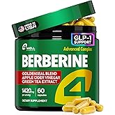 Berberine HCL Supplement - Triple Strength GLP-1 Activator w/Apple Cider Vinegar Goldenseal & Green Tea Extract - Goldenseal Supplements, Digestive Health, Support Heart Health, Immune System,60 Caps
