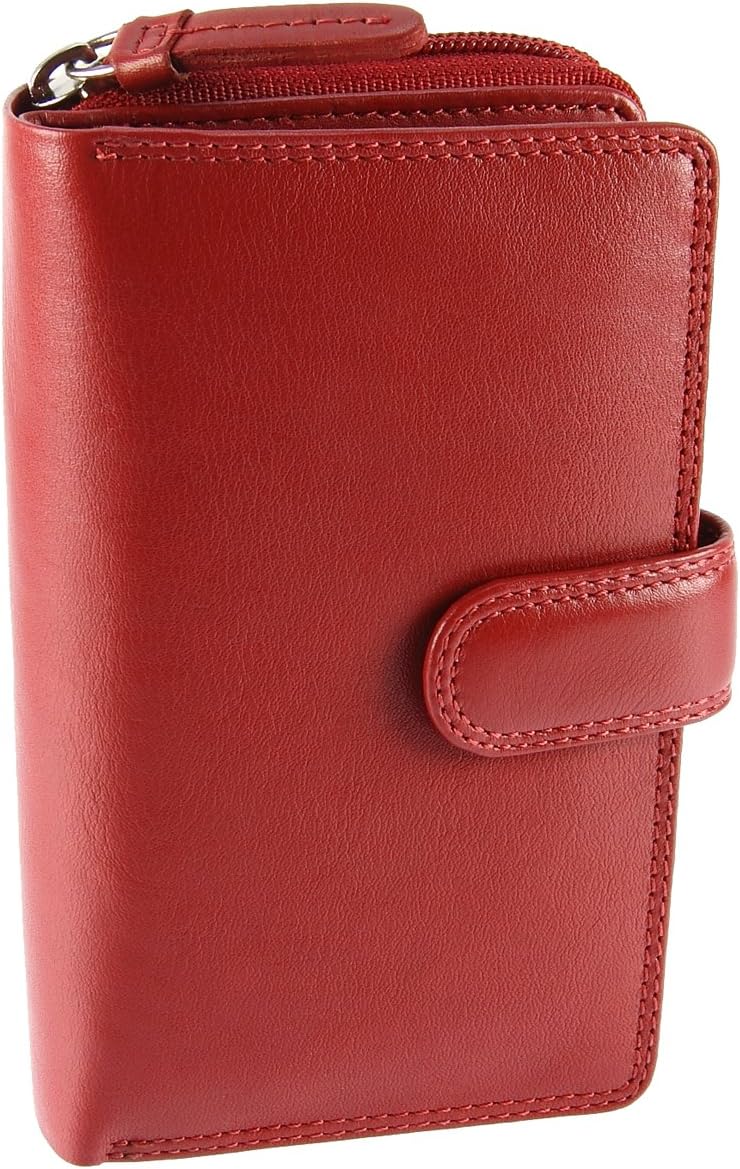 Visconti Large Multi Compartment RFID Blocking Ladies Leather Purse Wallet - HT33 (Red)