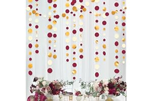 46 Ft Maroon Gold Party Decorations Burgundy Gold Beige Polka Dot Garland Hanging Paper Circle Dots Streamer for Maroon Garne