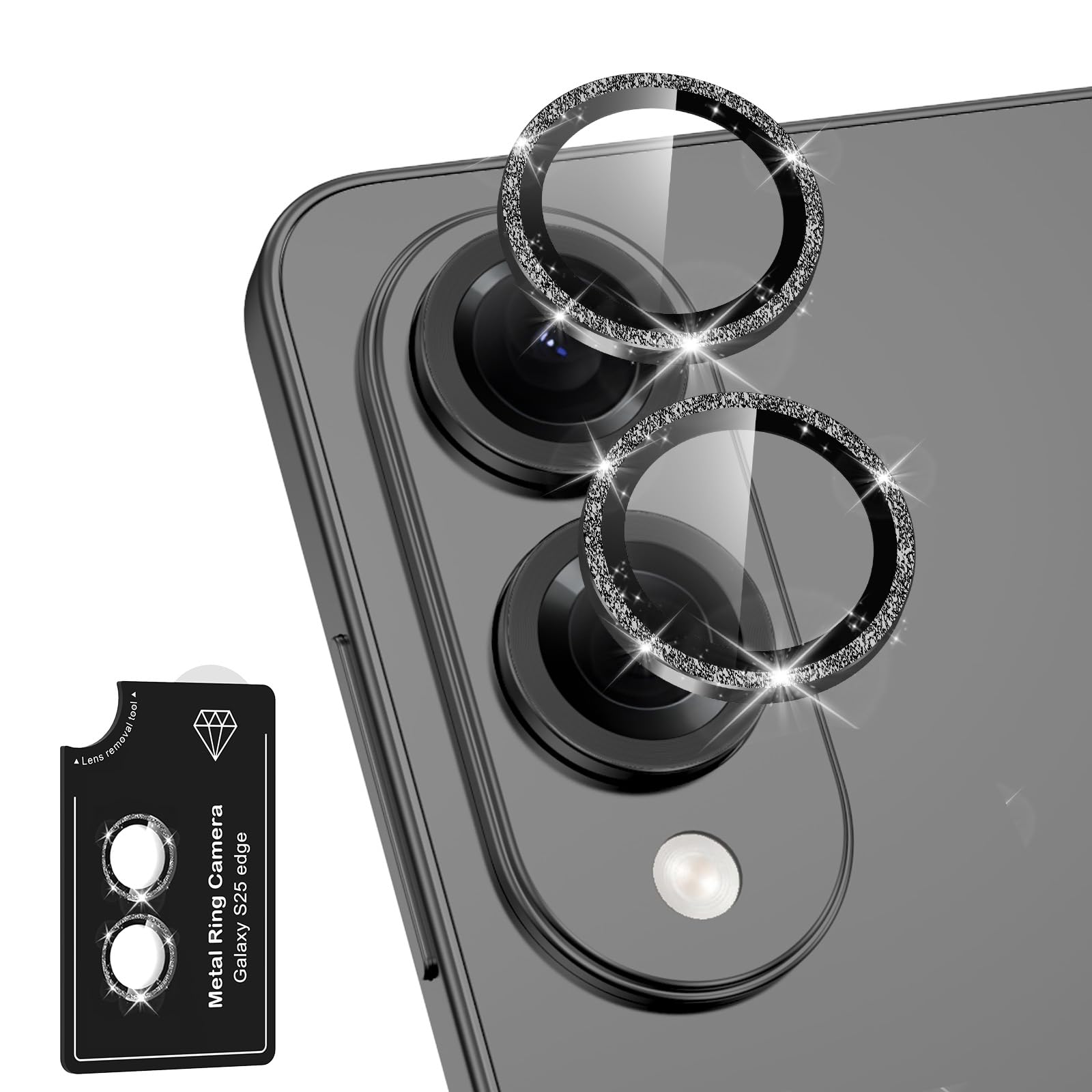 Avocase for Samsung Galaxy S25 Edge Camera Lens Protector, Electroplated Matte Back with 9H Tempered Glass Lens Protector, [Strong Adsorption] [Case-Friendly] Metal Ring HD Clear Lens Cover, Black
