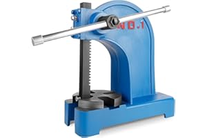 AOKNV Iron Manual Arbor Press 1 Ton with Hand Wheel, 9.76" x 4.49" x 11.73" Manual Desktop Punch Press Machine, 5.5" Work Height Arbor Press for Stamping Bending Forming Stretching (Blue, 1 Ton)