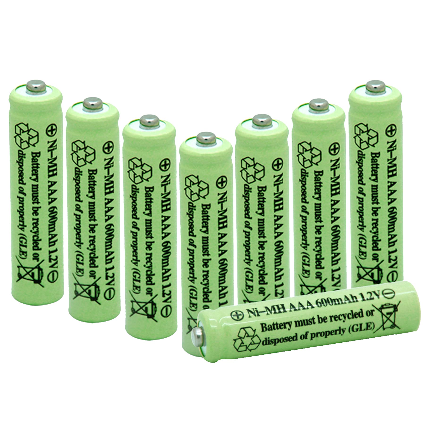 Solar Light Batteries AAA Triple A NIMH 600mAh 1.2V Rechargeable for Garden Lights Remotes Mice(8Pcs)