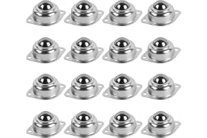 GIAPINST 16pcs 1”/2.5cm Roller Ball Transfer Bearing Load Capacity 400 Lbs 360° Rotation Universal Ball Casters Carbon Steel for Conveyor Transmission Roller Stand (16Pcs)