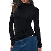 C202 Women's Mock Turtle Neck Long Sleeve Shirts Merino Wool Knit Tops Fitted Slim Fit Basic Tees Cozy Embrace Collection
