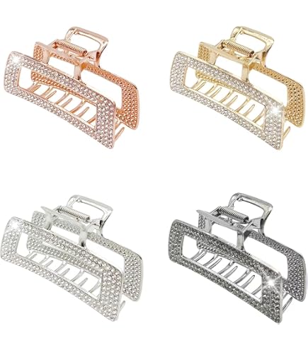 Amazon.com : 2 Pack Large Rhinestone Hair Clips, Crystal  display picture 1
