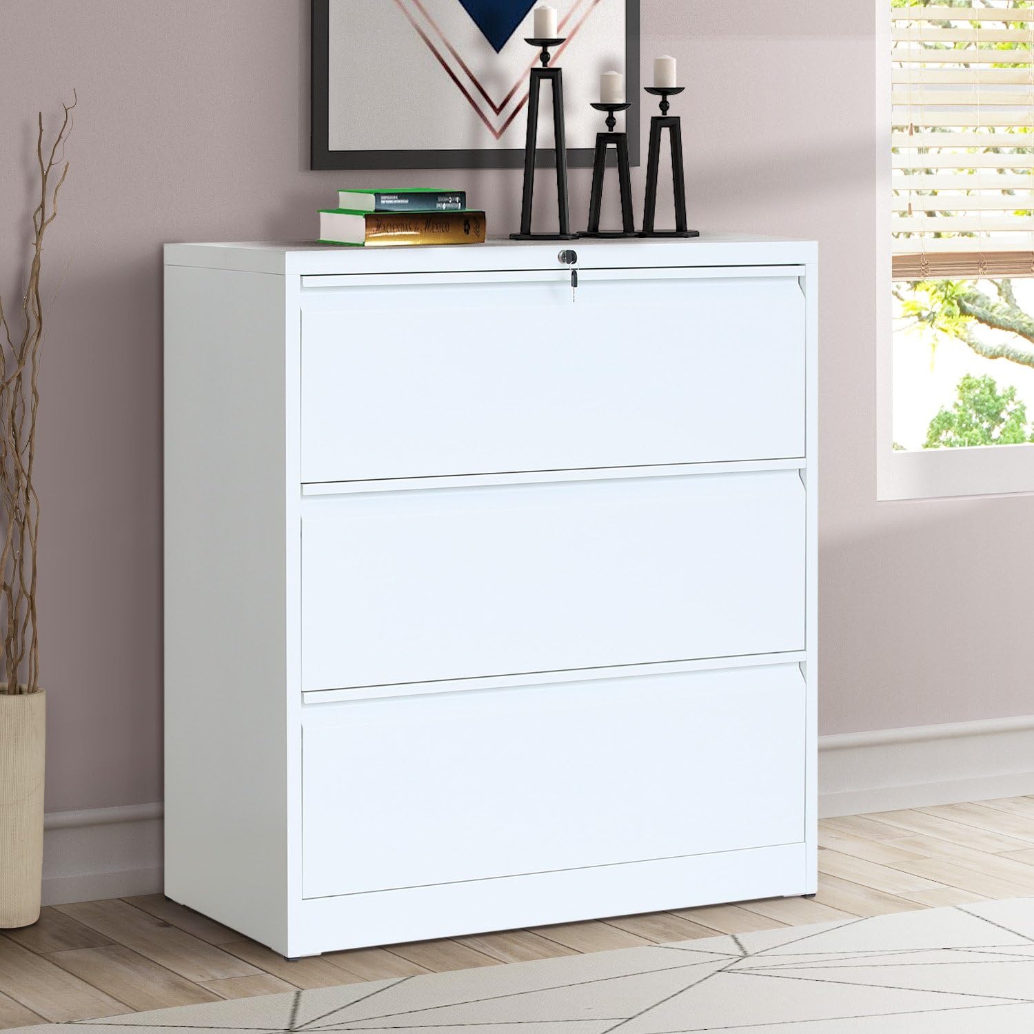 3 Drawer HeavyDuty Lateral File Lockable Metal