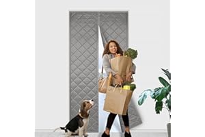 FIGERMOON Magnetic Thermal Insulated Door Curtain,Insulation Screen Door with Hands Free Automatic Closing Weatherproof Oxford Material, Cool in Summer,Warm in Winter (Fit Door Size 32 x 80 Inch)