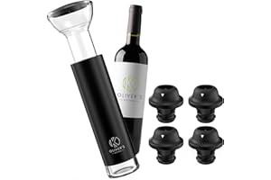 Oliver's Kitchen ® Premium Wine Saver - Vacuum Pump with 4X Wine Stoppers - Stopper Keeps Wine Fresher for Longer - Wine Pres