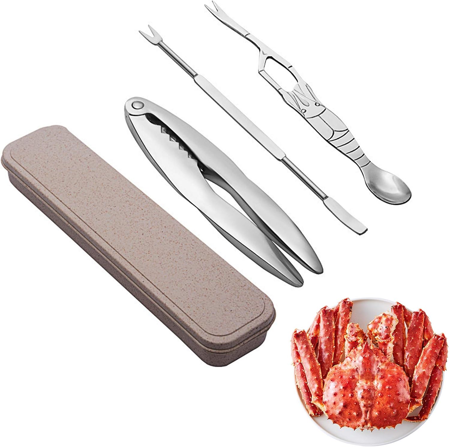 Crab Cracker Seafood Opener Tool Kit, Crustacean Set with Storage Box