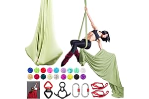 PRIORMAN Aerial Silk Set, Premium 9Yards/8.2m Medium Stretch Fabric Silks, Perfect for AntiGravity Hammock Yoga Training & Dance Circus Performances Includes Hardwares & Daisy Chains