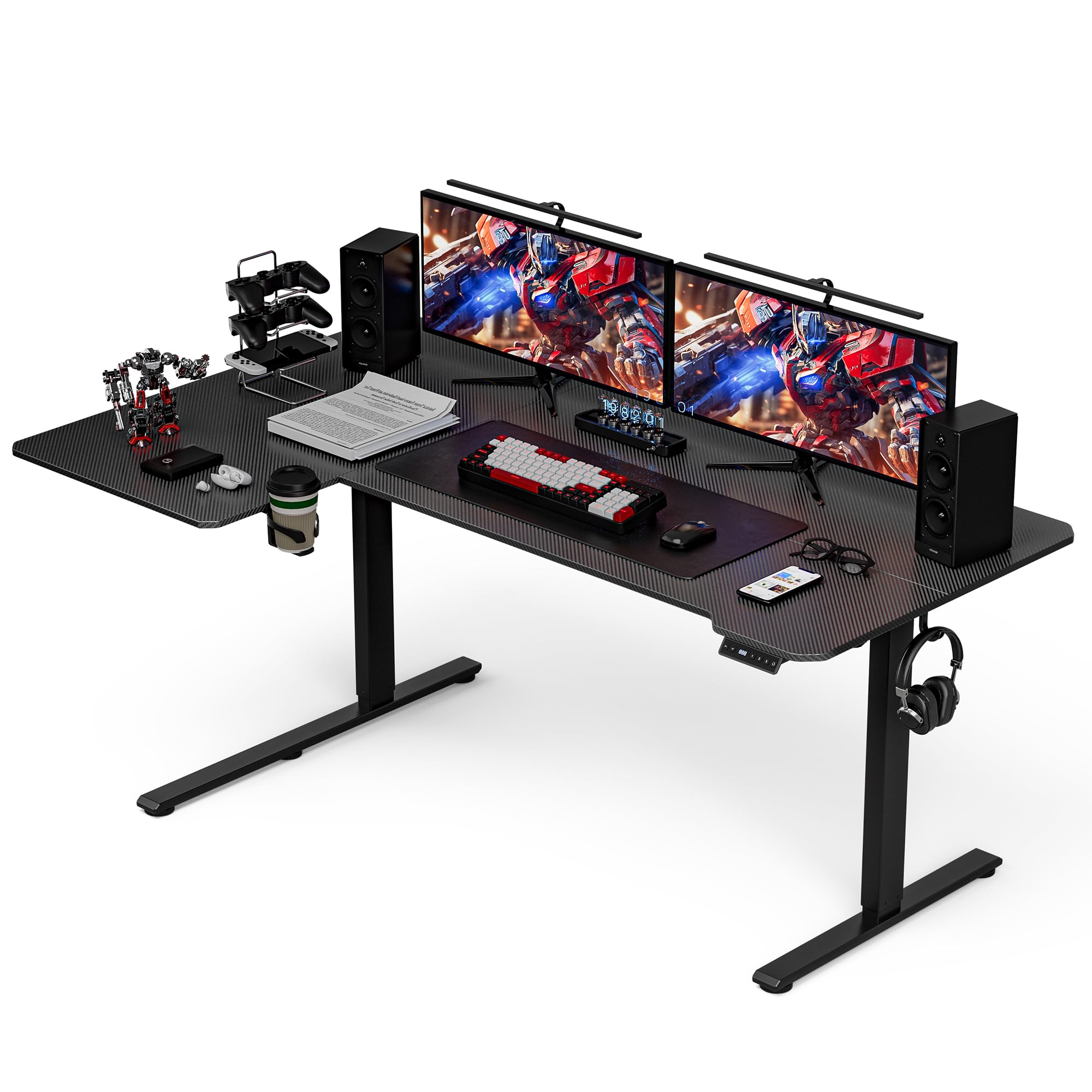 FEZIBO 63" L Shaped Standing Desk Height Adjustable, Electric Stand Up Corner Desk, Sit Stand