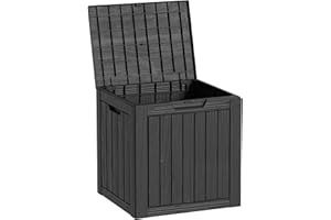 Yardgrace 30 Gallon Black Resin Deck Box - Lockable, Waterproof Outdoor Storage for Patio Cushions, Garden Tools & Package Delivery - UV-Resistant Utility Container for Porches, Balconies