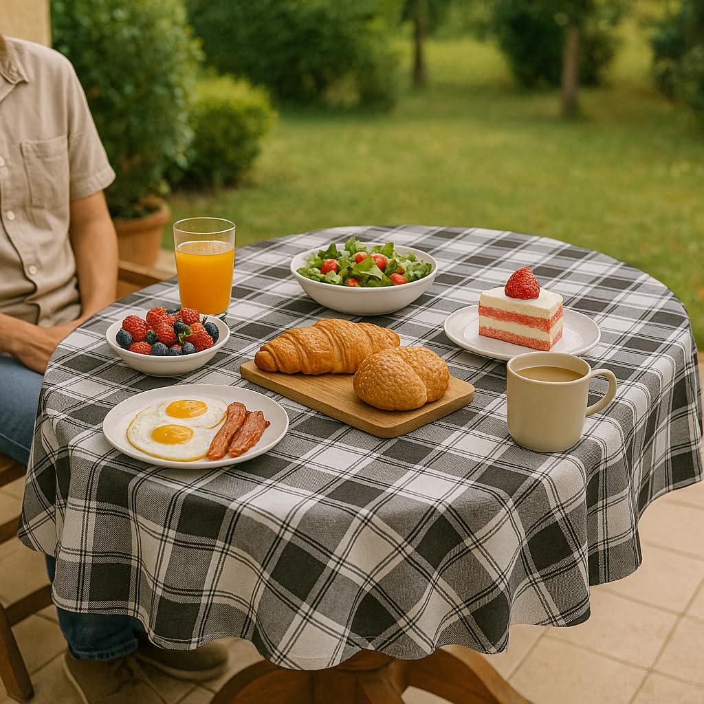 texpot Oilcloth 110 x 140 cm with Stripes Washable with Hem Polyester Garden Tablecloth