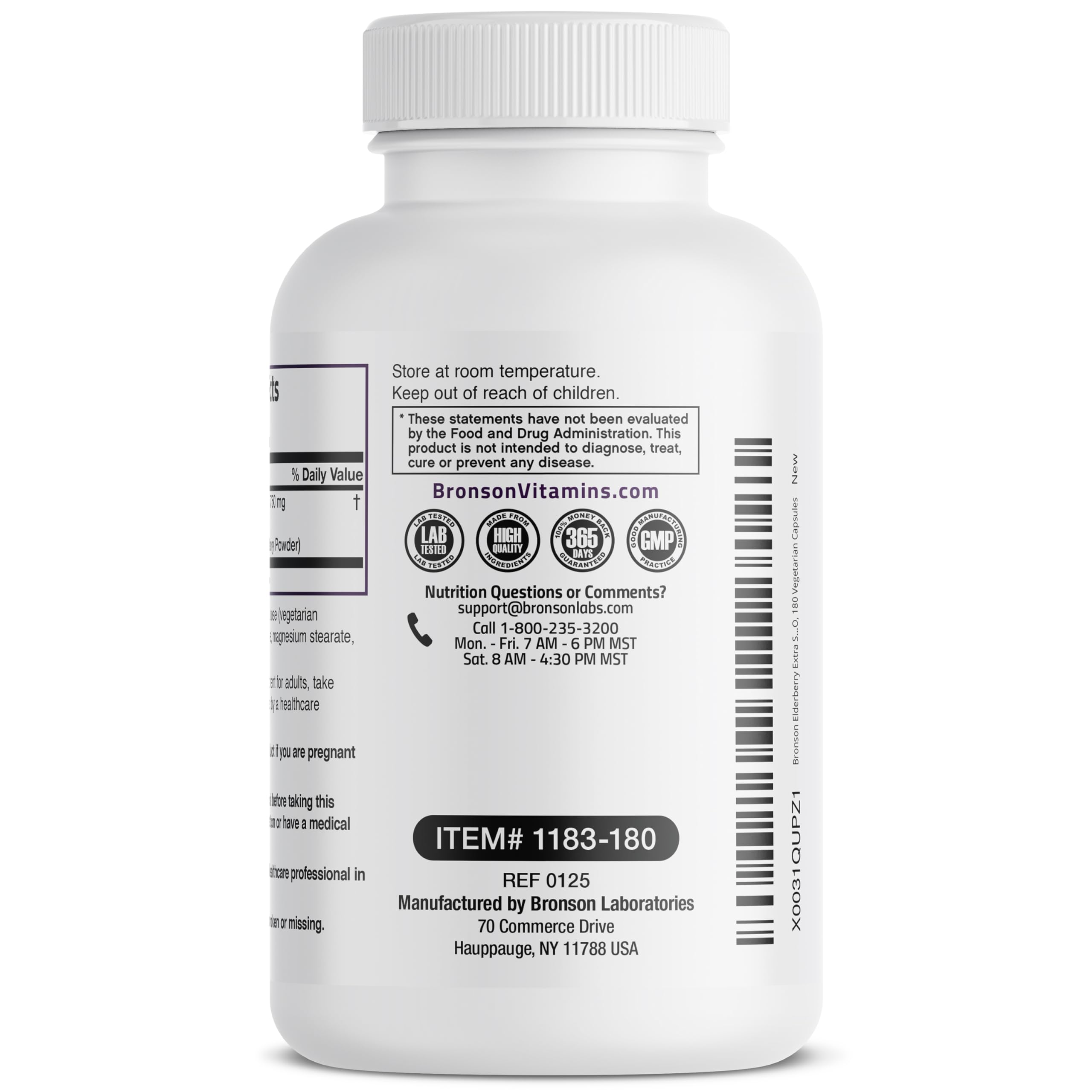 Bronson Elderberry Extra Strength, Supports Healthy Immune System & Antioxidant Protection, Non GMO, 180 Vegetarian Capsules