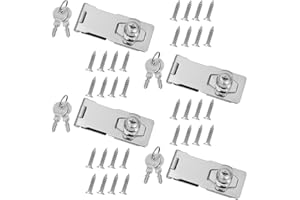 EATHEATY 4 Pack Keyed Hasp Latch Locks 4 Inch Twist Knob Keyed Locking Hasp, Stainless Steel Catch Latch Safety Lock with Keys, Safety Hasp Latches Keyed Different for Small Doors, Cabinets, Drawer, Boxes