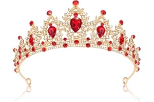SuPoo Tiaras for Women Red Crown Queen Birthday Crown Crystal Headband Red Gem Rhinestone Hair Accessories Jewelry Princess Decoration for Wedding Party Prom Halloween Christmas Gifts