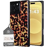 Cocomii Retangle Case for iPhone 16 Pro Max, Compatible with MagSafe, Amber Tortoiseshell