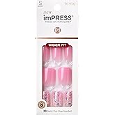 Kiss Impress No Glue Mani Press-On Nails, Design, 'Dream It Up', Light Pink, Short Size, Wider Squoval Shape, Includes 30 Nai