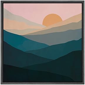 SIGNWIN Framed Canvas Wall Art Orange Sunrise over...