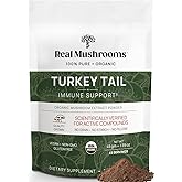 Real Mushrooms Turkey Tail Mushroom Powder – Organic Mushroom Extract for Daily Wellness Gut Harmony, & Energy Support with Beta Glucans – Vegan, Non-GMO, 45 Servings Functional Supplement
