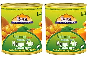 Rani Mango Pulp Puree (Makes Mango Lassi Shakes) Alphonso Sweetened 30oz (1.875lbs) 850g Pack of 2 ~ Kosher | All Natural | N