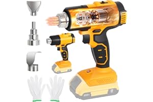 Cordless Heat Gun for Dewalt 20V Battery,350W Hot Air Gun Kit,Settings 300°C and 550°C Fast Heating Hot Air Gun with 3 Nozzle