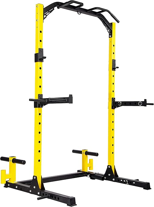 HulkFit Multi-Function Adjustable Power Rack Exercise Squat Stand with J-Hooks and Other Accessories, Multiple Versions
