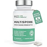 MultiSpore® Plus (Bacillus Coagulans & Bacillus Subtilis) Spore Based Probiotic | 120 Capsules - 4 Month Supply | Bloating Relief/Gut Health | Includes Digestive Enzymes & Prebiotic Inulin | UK Made