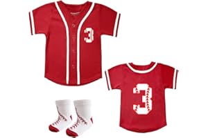 BAICAIYU Baby Baseball Jersey and Socks 2pcs Set Birthday Outfit Boys and Girls 2-4 Years Old Toddler Softball Shirt