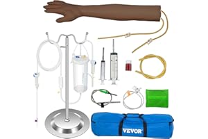 VEVOR Intravenous Practice Arm Kit with Dark Skin Phlebotomy Arm Made of PVC Material Practice Arm for Phlebotomy with Height
