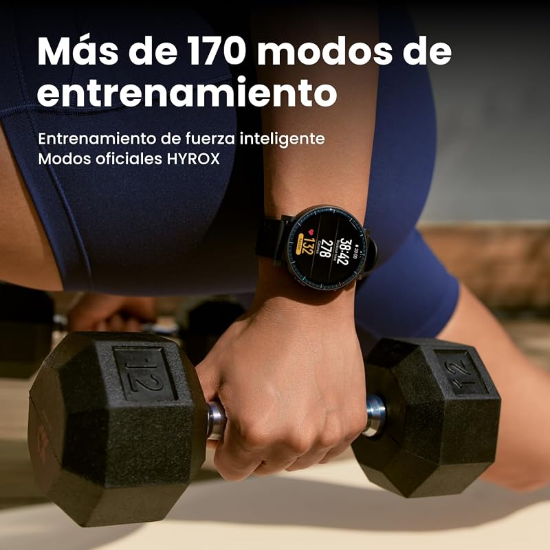 Active MAX Reloj Inteligente 48mm, Pantalla AMOLED 1.5", Batería hasta 25 Días, Mapas, NFC, GPS, 170+ Deportes, Resistente al Agua, Ritmo Cardíaco y Sueño, Smartwatch para Android iPhone