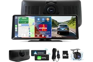 GEGAIBE 8.1" HD Carplay Screen for Car Stereo, 2K Dash Cam Wireless Portable Touch Screen Car Play with Apple Carplay & Android Auto with 1080P Back Up Camera, Bluetooth, Mirror Link, GPS , AUX, Voice Control