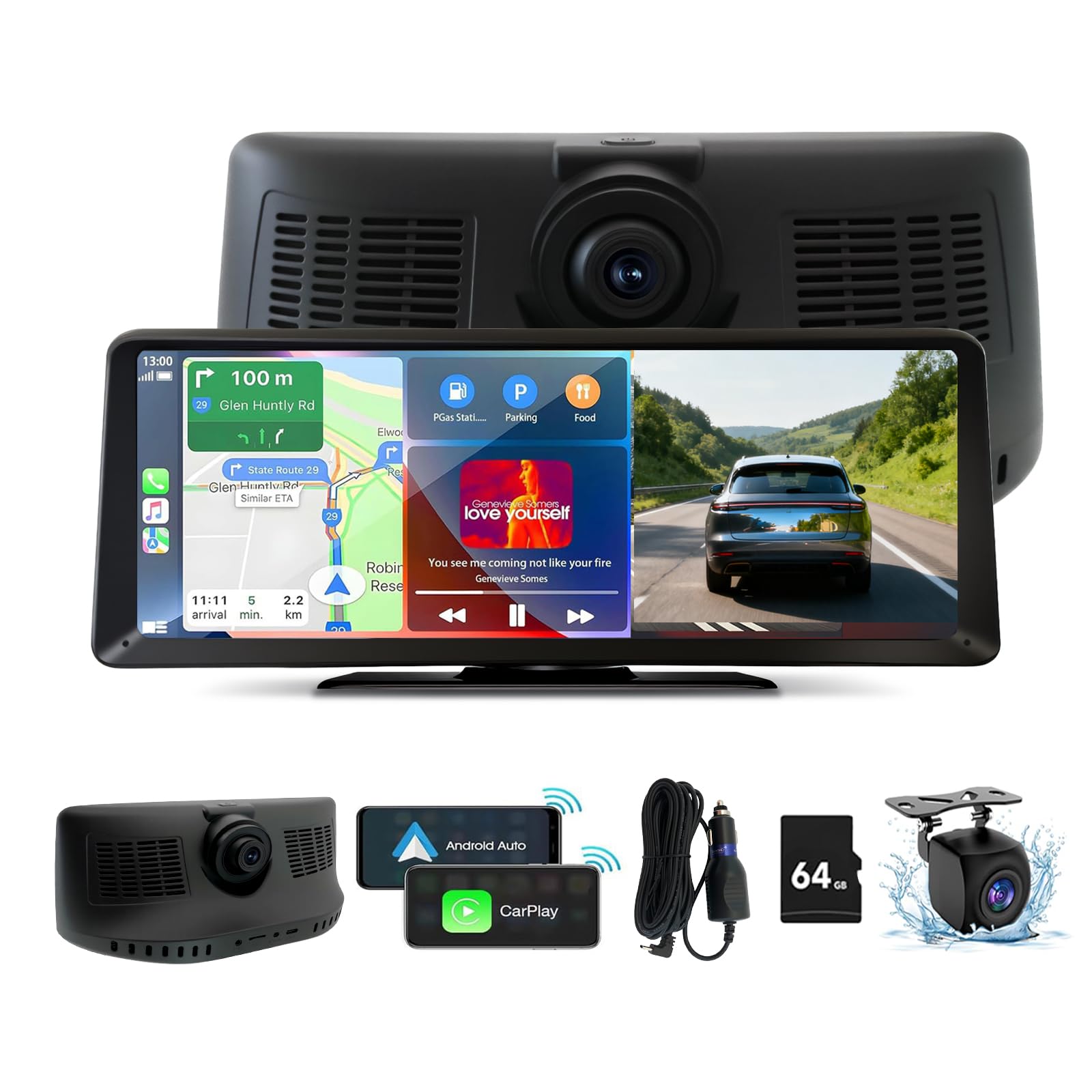 Photo 1 of 8.1" HD Carplay Screen for Car Stereo, 2K Dash Cam Wireless Portable Touch Screen Car Play with Apple Carplay & Android Auto with 1080P Back Up Camera, Bluetooth, Mirror Link, GPS , AUX, Voice Control