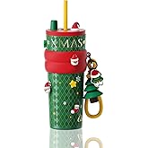 Sidagar 24 oz Christmas Tumbler with Lid and Straw, Insulated Coffee Mug Leak Proof, Portable Iced Water Bottle, Reusable Thermal Coffee Cup, Gifts for Women